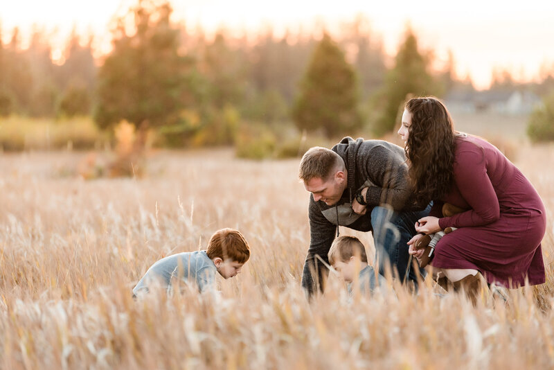 Family photo in field