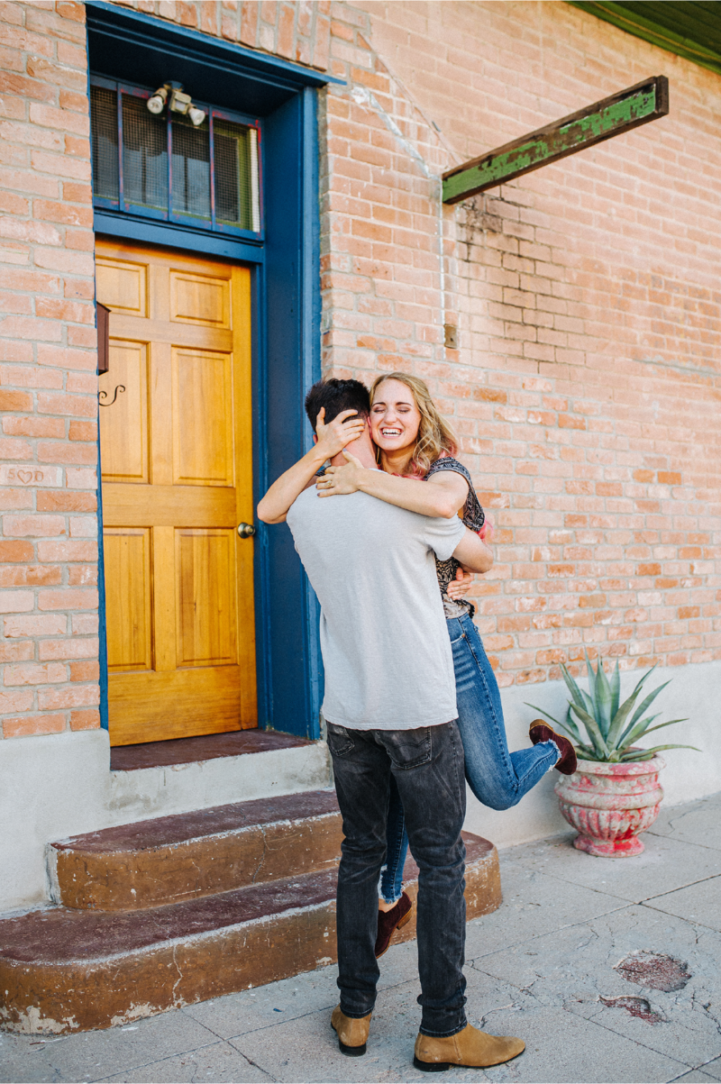Couple during their tucson engagement session photographed by Tucson wedding photographer, Meredith Amadee Photography
