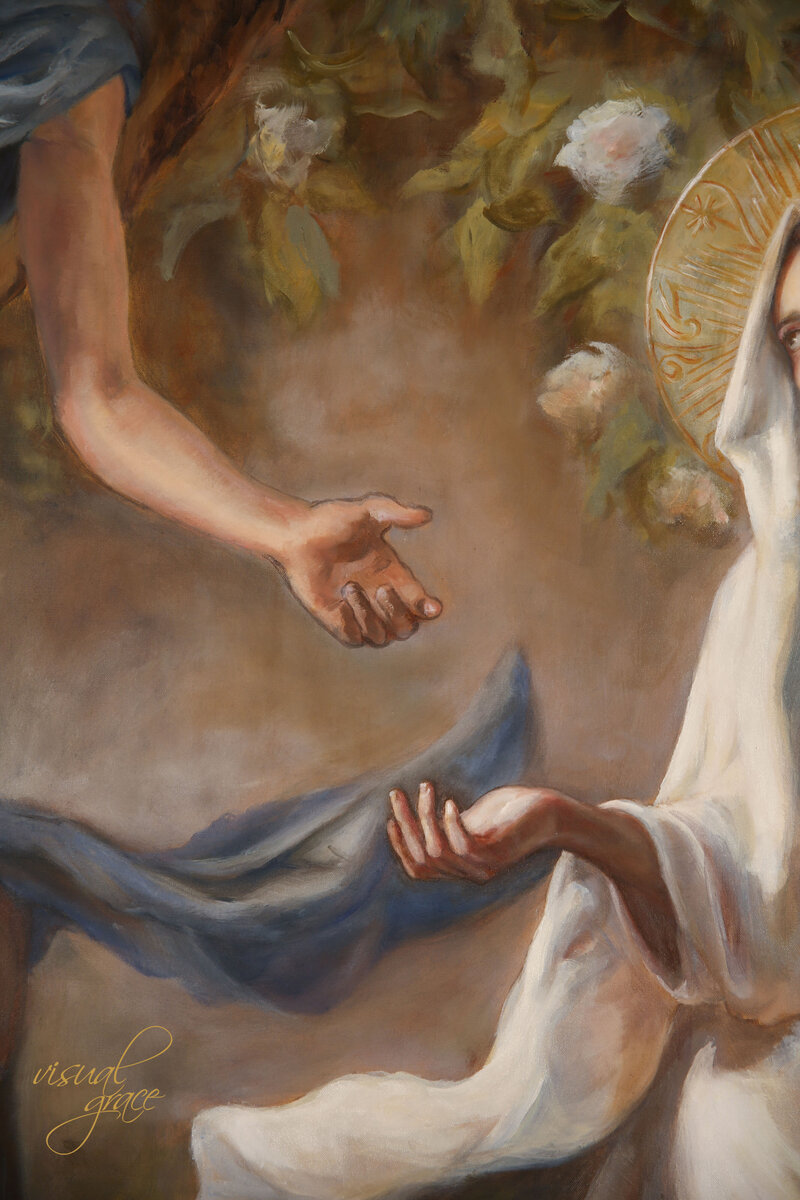 Mary and St Gabe hands painting