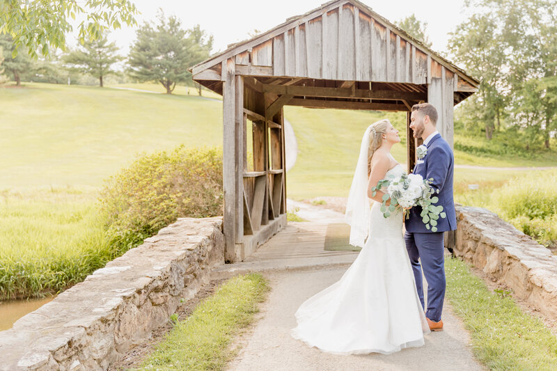 Sullivan Photography Wedding Portrait of a Bride & Groom in Front of a Covered Bridge at Holly Hills Country Club in Ijamsville Frederick County, MD