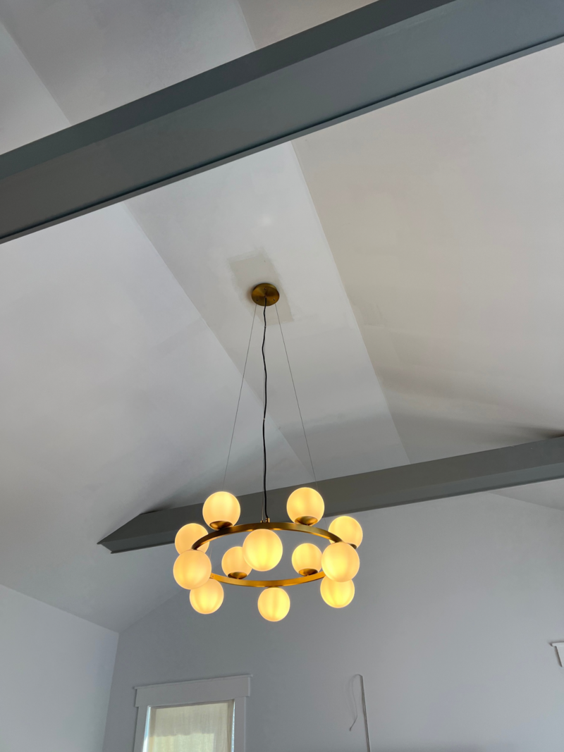 Gold chandelier installed by Evergreen Electric in Marietta