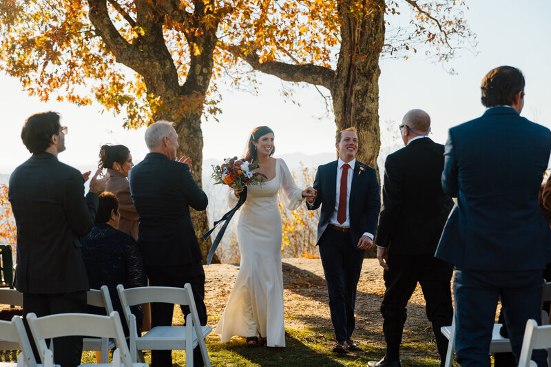 Small wedding at Jump Off rock in north Carolina in the fall