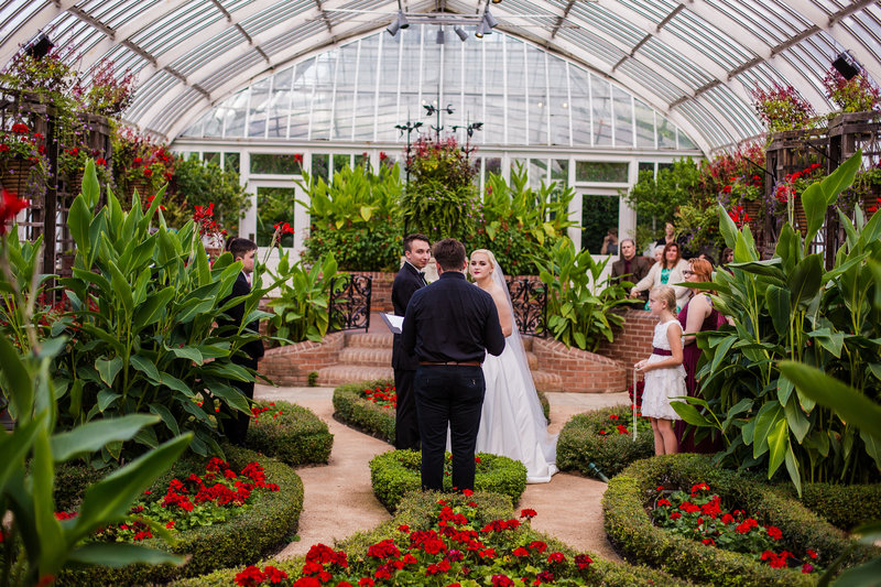 view of Phipps Conservatory wedding in the Broderie Room