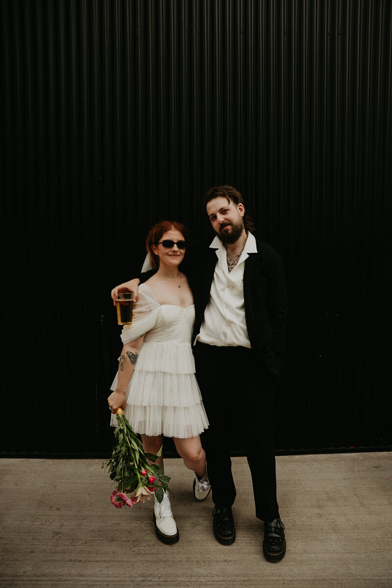 Wedding couple elope to London in Soho.