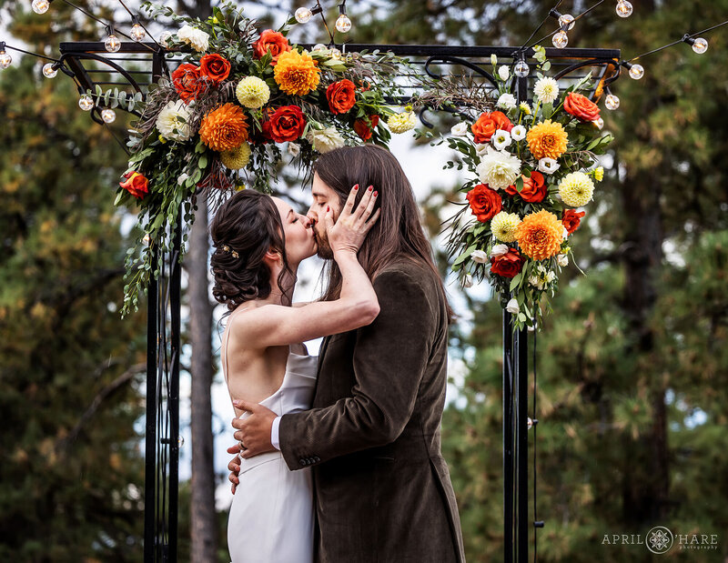 Wedding First Kiss at Boettcher Mansion on Lookout Mountain