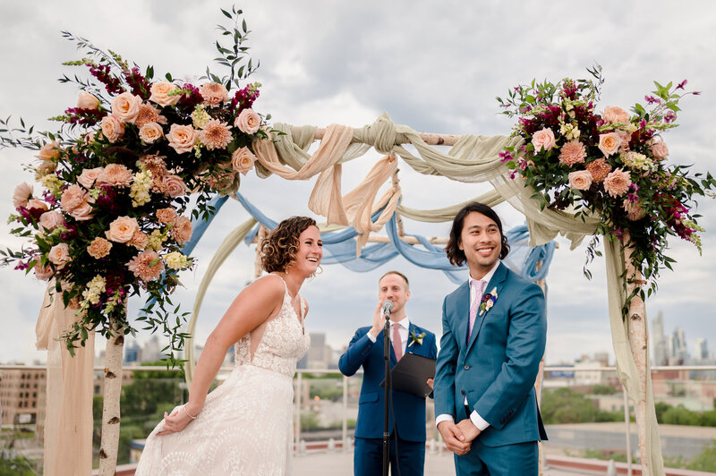 Bride and groom get married on rooftop at Lacuna Loft