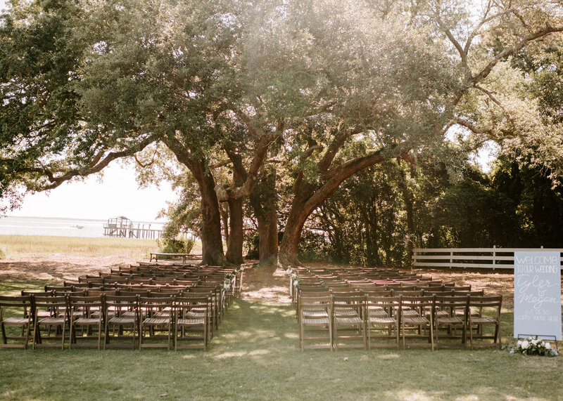 ceremony site with a big tree