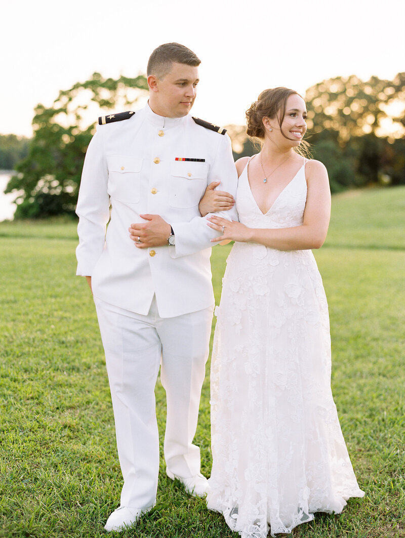 Bride and Groom during golden hour in Annapolis