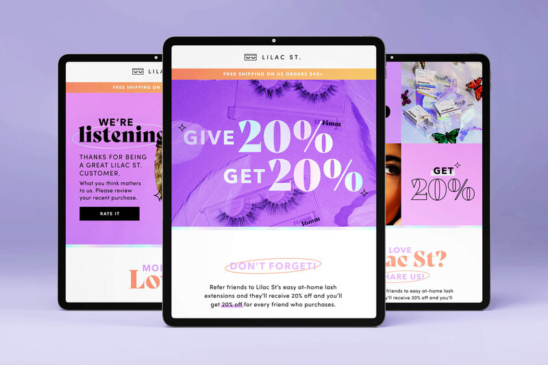 Creative emails campaigns for a women's lash brand
