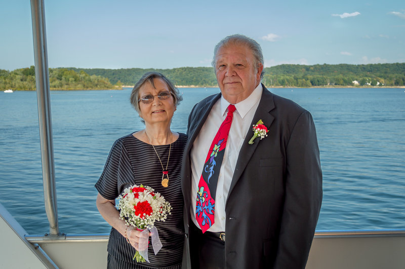 Wedding Photograph of elderly couple on a boat