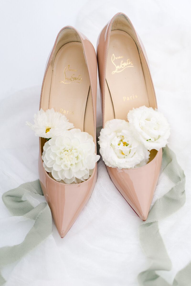 louis vuitton nude shoes with flowers in them