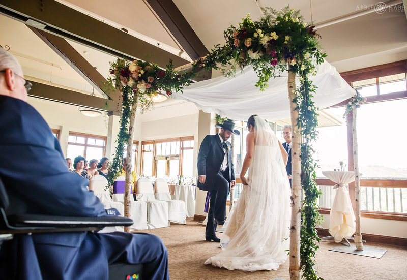 Indoor wedding at Arrowhead Golf Course on a hot summer day