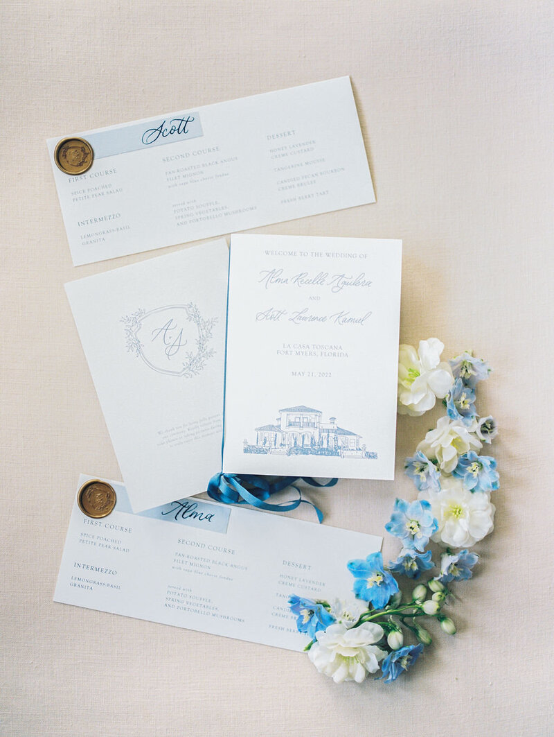 dusty blue wedding invitation suite