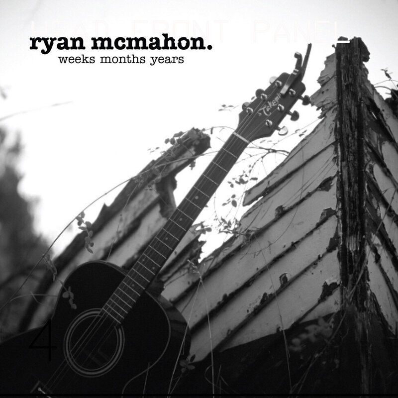 Album Cover Original Artwork grounded boat with hole in hull guitar leaning against it black and white Title Weeks Months Years Musician Ryan McMahon