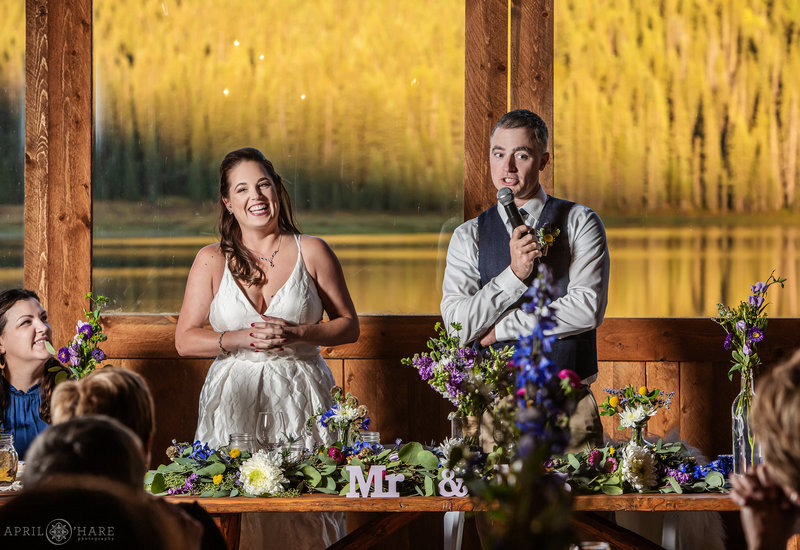 Wedding toasts at Piney River Ranch in Vail