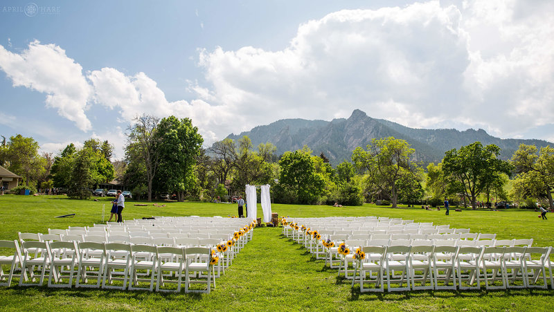 Wedding-Ceremony-Set-up-on-Lawn-at-Chautauqua-Park-in-Boulder