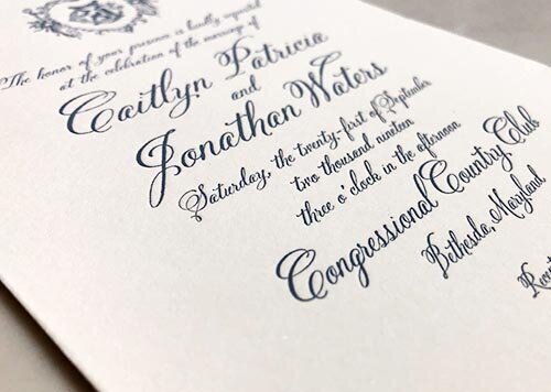 example of letterpress printing for wedding invitations