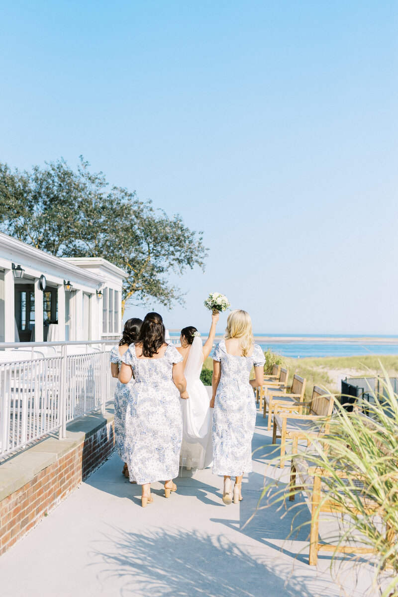 Bride arrives at her wedding photographed by Cape Cod Wedding Photographer Lynne Reznick