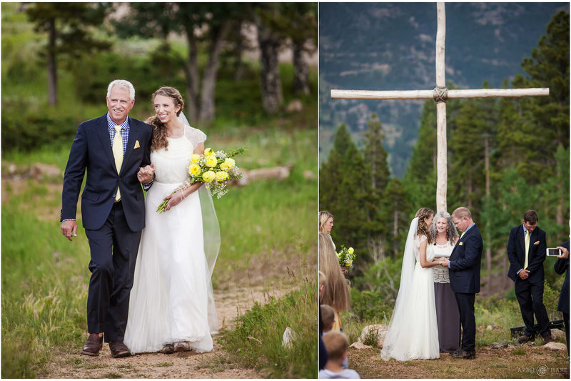 Beautiful outdoor summer wedding ceremony at Mountainside Lodge