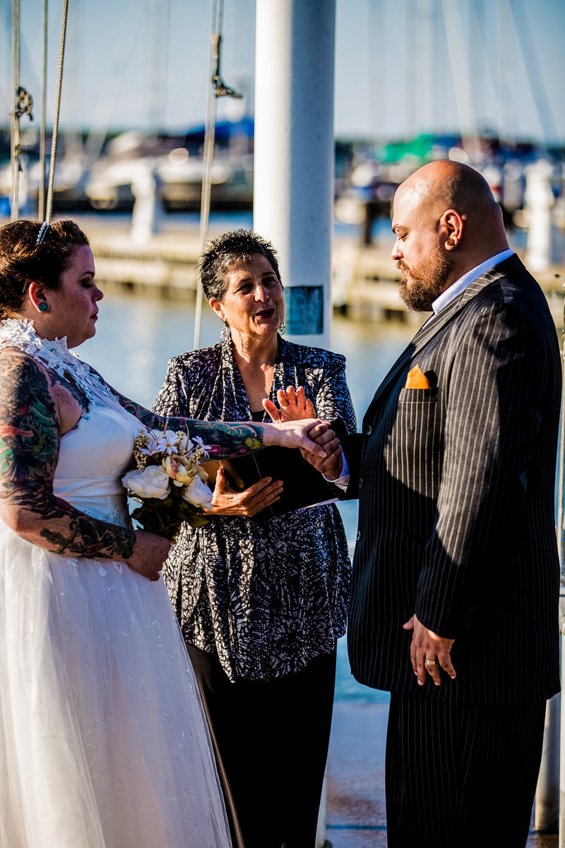 Groom reciting vows at Erie Yacht Club wedding