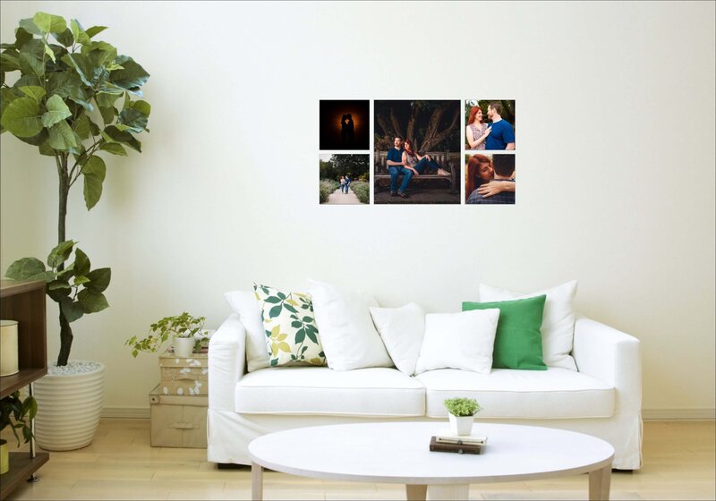 Wall art in living room with sofa by Paul Michael Cooper photography, San Diego wedding photography