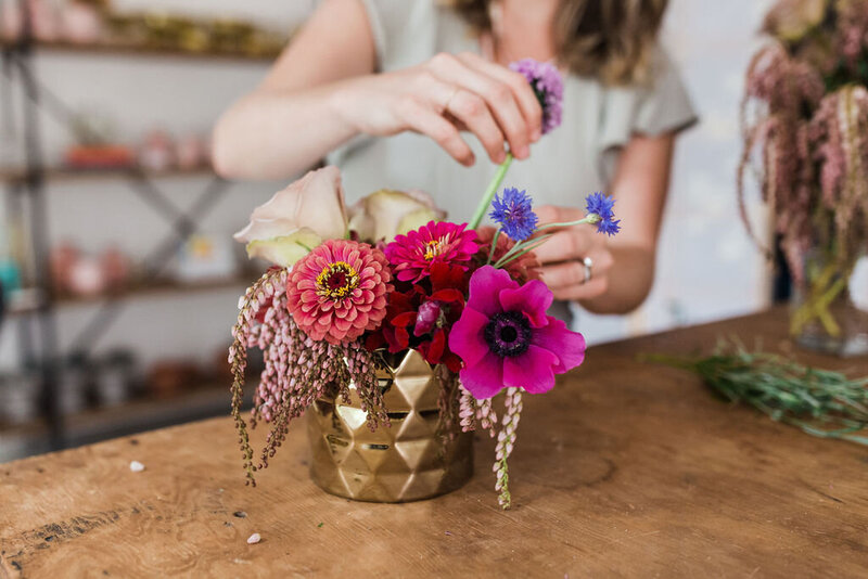 Flower flatlay by Solstice Floral, an Indianapolis-based floral design studio.