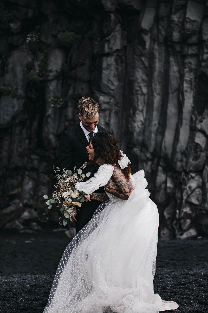 iceland elopement bride and groom