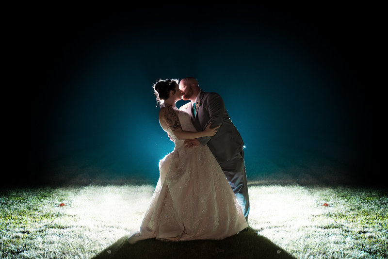 Bleu backlit photo of a kiss