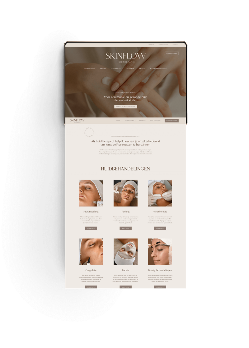 Skinflow Showit website template personalisatie door Wonderlik Webdesign