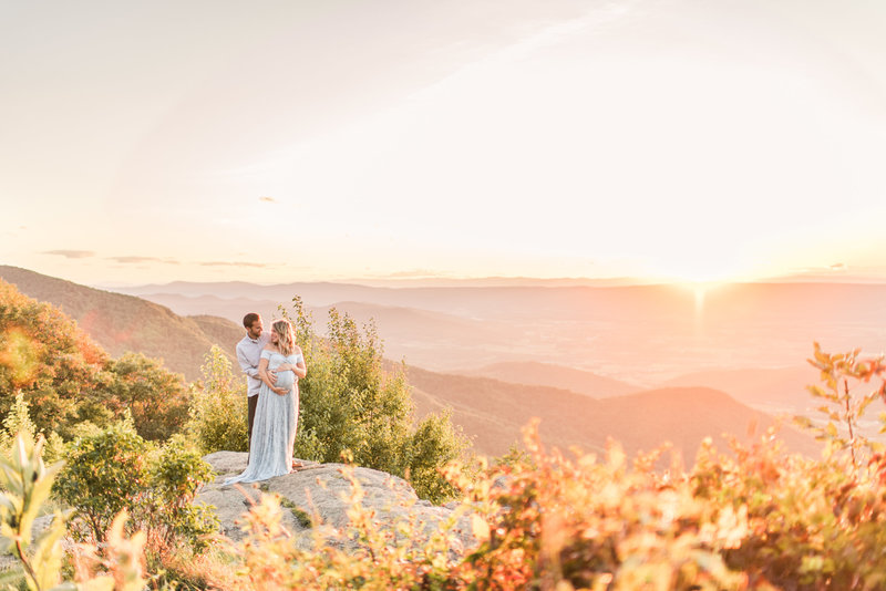 Maternity portrait at sunset on top of the Shenandoah mountains