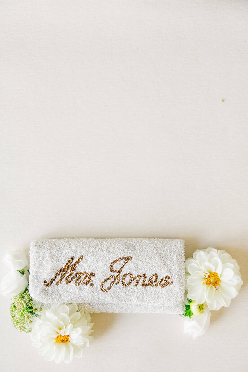 Personalized beaded clutch by Knoxville Wedding Photographer