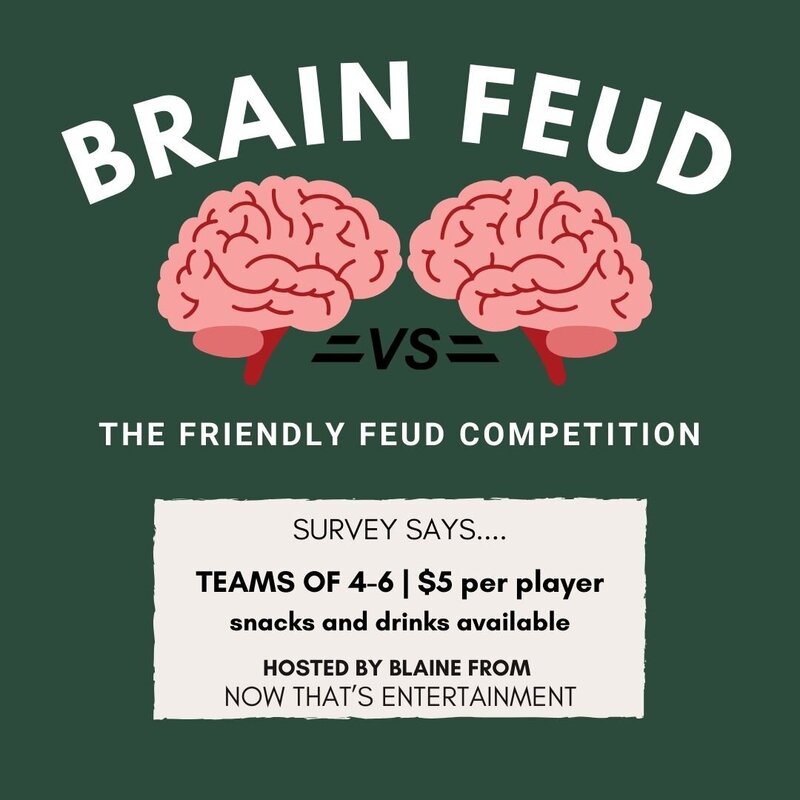 Graphic to advertise Brain Feud at The Eloise