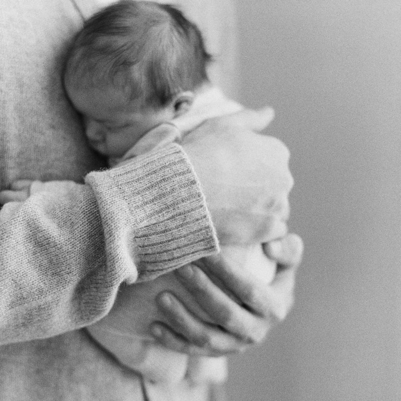 Newborn photography at home on black and white film by Pittsburgh Newborn Photographer Tiffany Farley