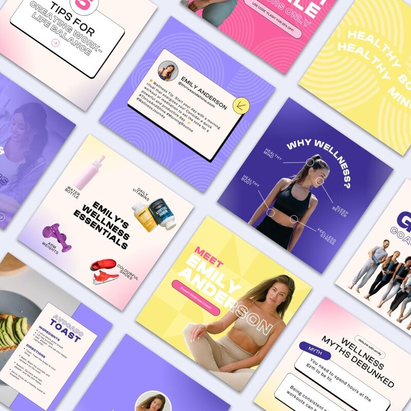 A series of free Instagram templates for wellness brands