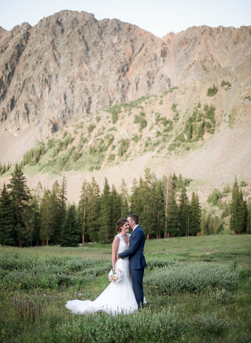Wedding portrait from an elopement in Arapahoe Basin ski mountain Colorado.