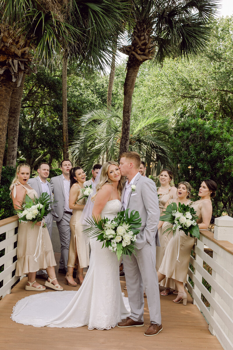 Wedding photographer Lisa Staff Photography at the Sonesta Spa ad Resort in Hilton Head, Beaufort, Bluffton and Savannah of wedding party in champagne dresses