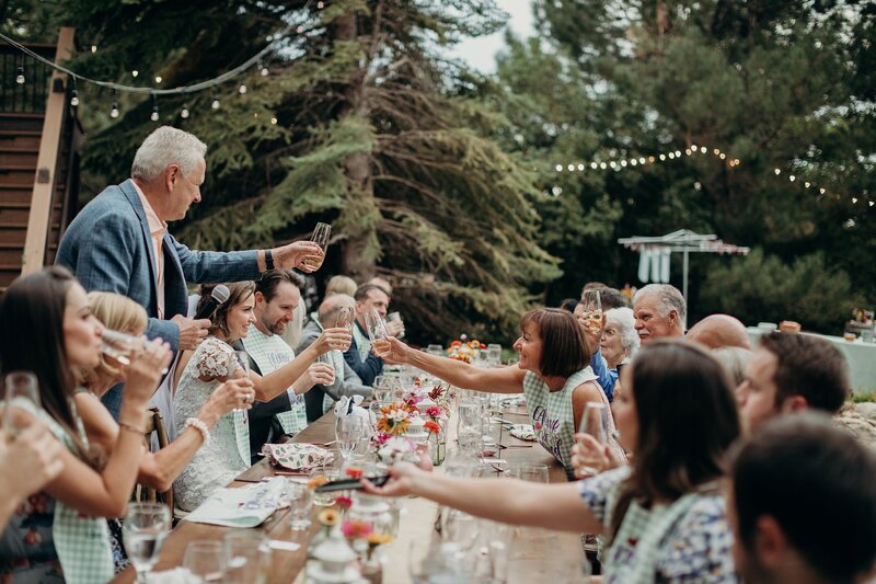 Backyard Colorado wedding dinner party