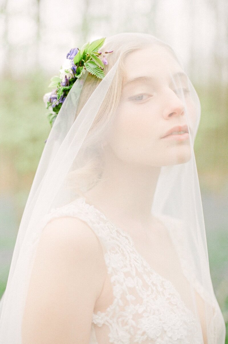 romantic forest bluebell bridal boudoir