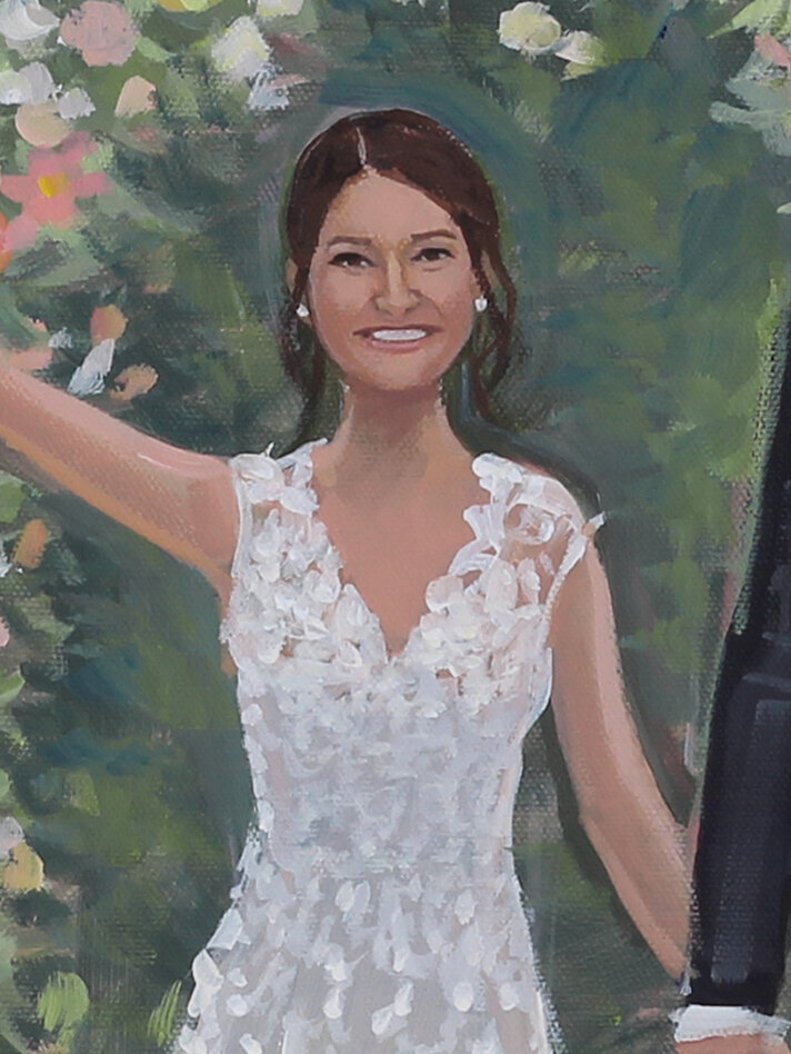 Live Wedding Portrait Painting by Ben Keys | Megan and Connor, The Clifton, Charlottesville, VA, detail2