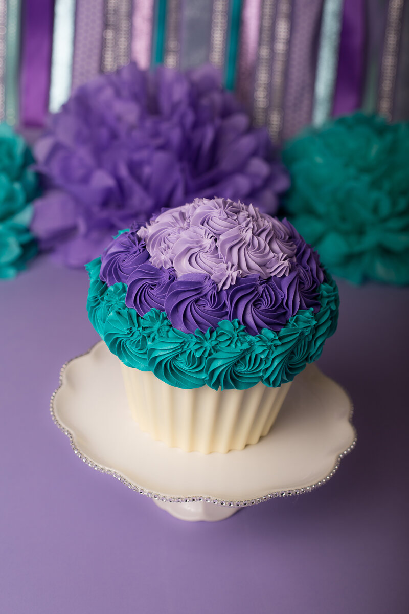 Vanilla cake with purple icing from edmonton baker smashing cakes