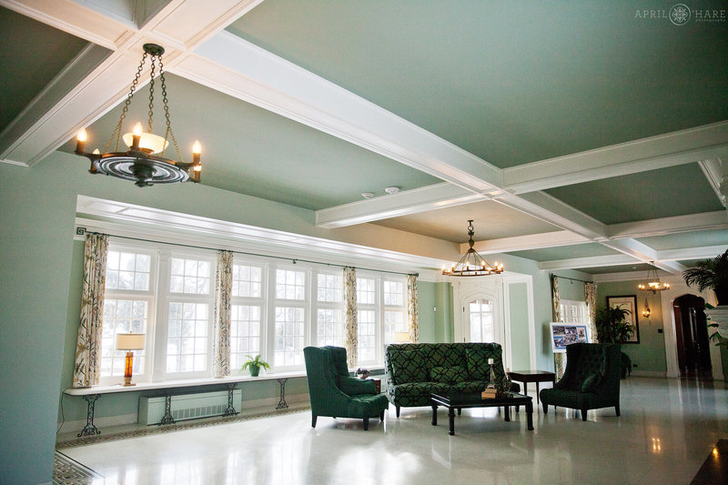 Gorgeous mint green solarium room at Highlands Ranch Mansion
