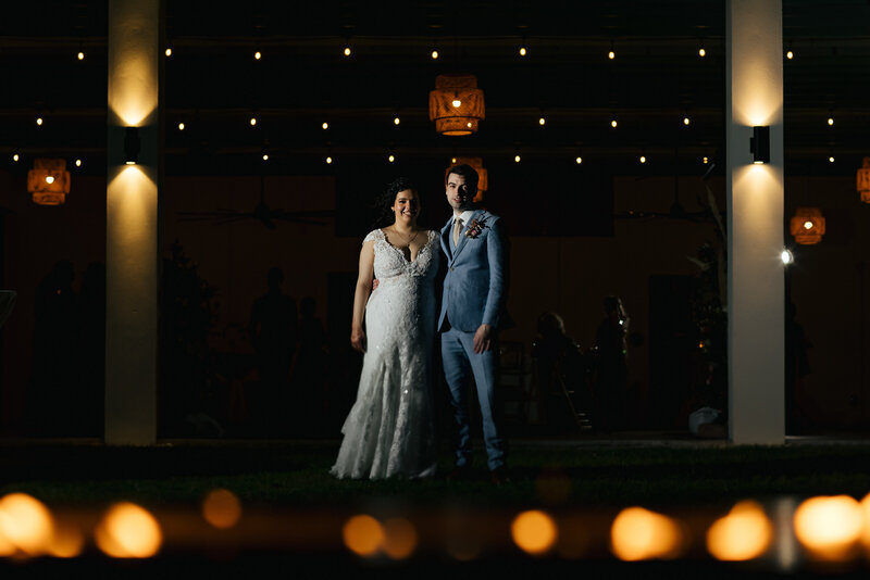 Nigh Portrait of Quirky Wedding Couple St Pete FL