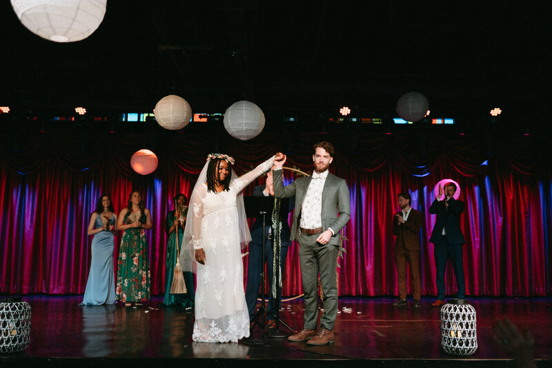 Brooklyn Bowl wedding ceremony on stage