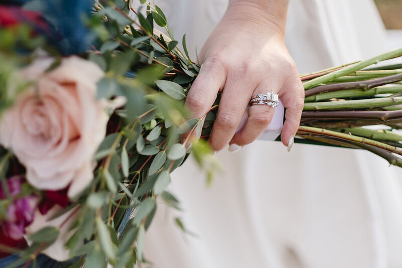 bridal florals with wedding ring