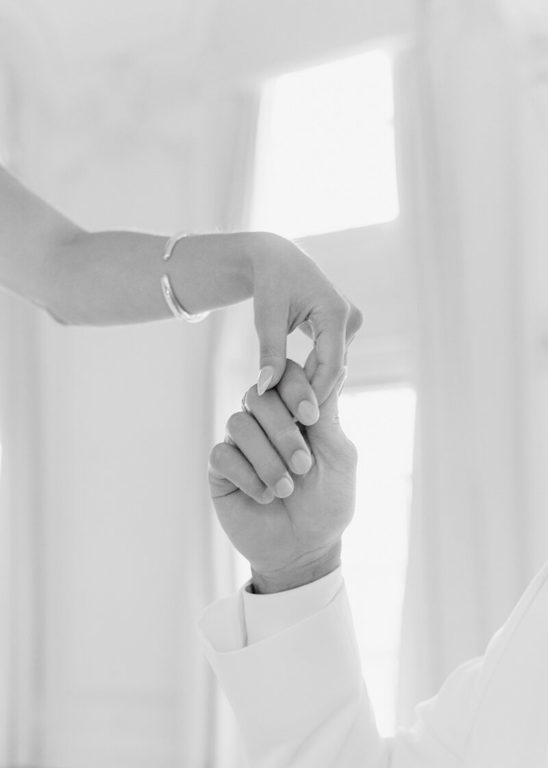 Bride and Groom holding hands at a wedding in Los Angeles.