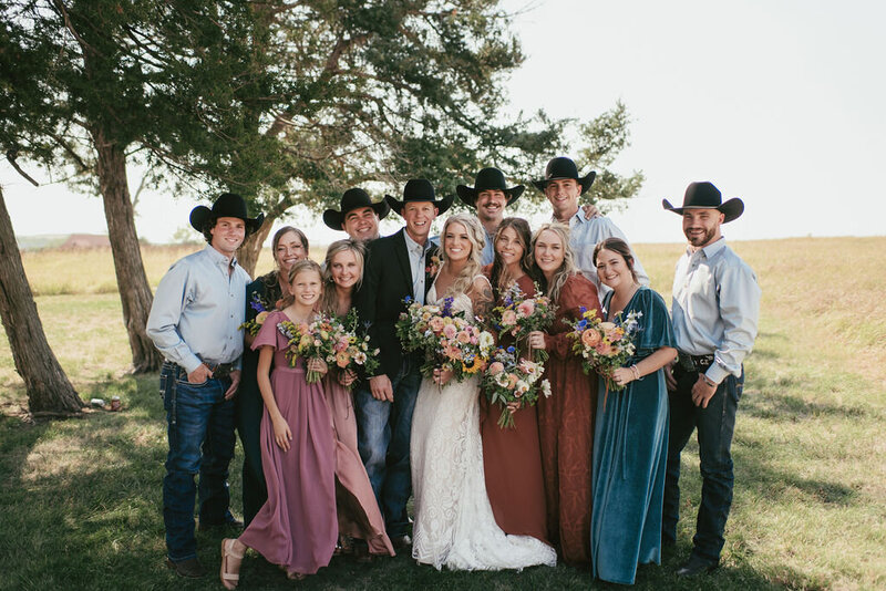 Wedding Party Group Photo in Elmdale, Kansas