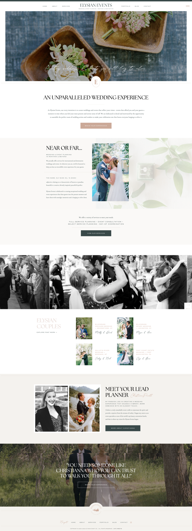 mockup showing a neutral and soft wedding planner website