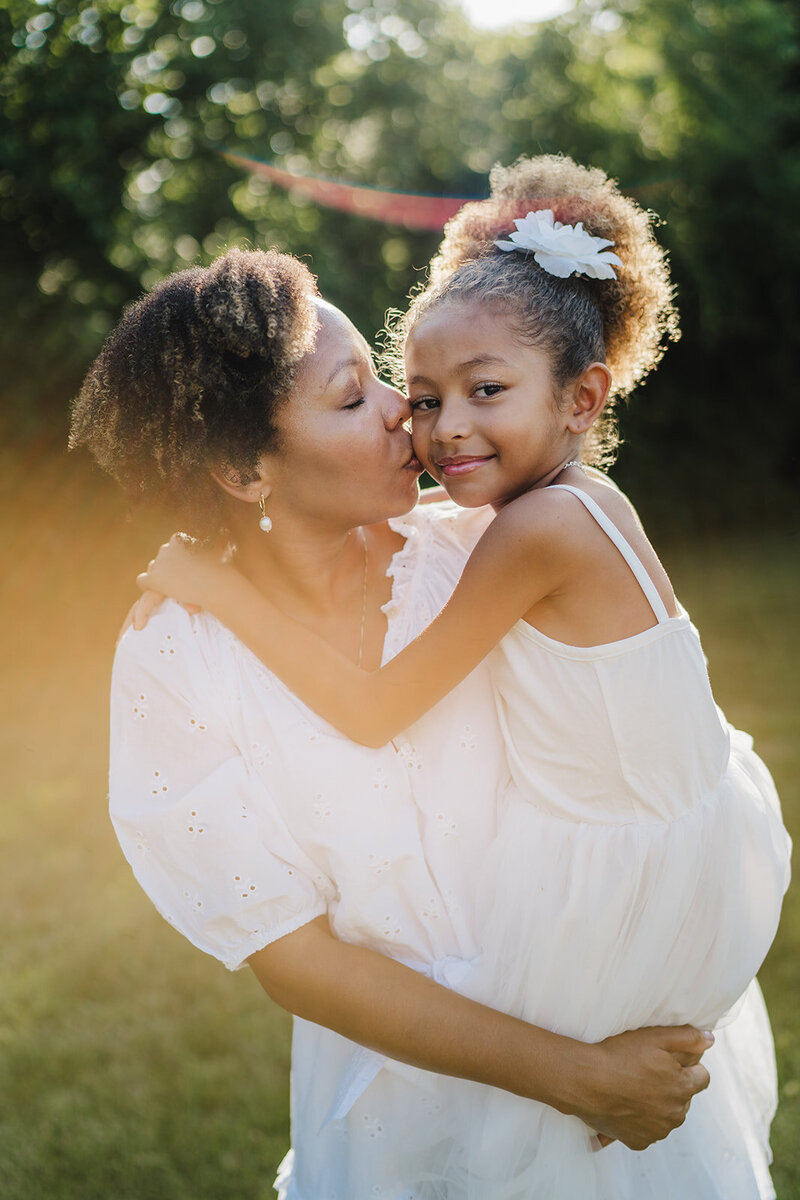 Portrait of mother and daughter in field in Chattanooga, TN