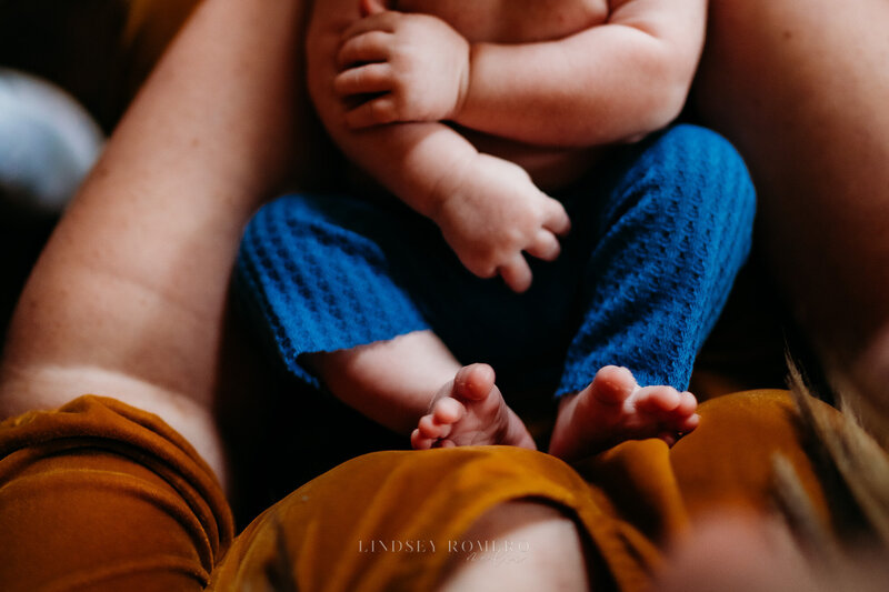 close up photo of baby toes during in home lifestyle newborn session in st. martinville, louisiana