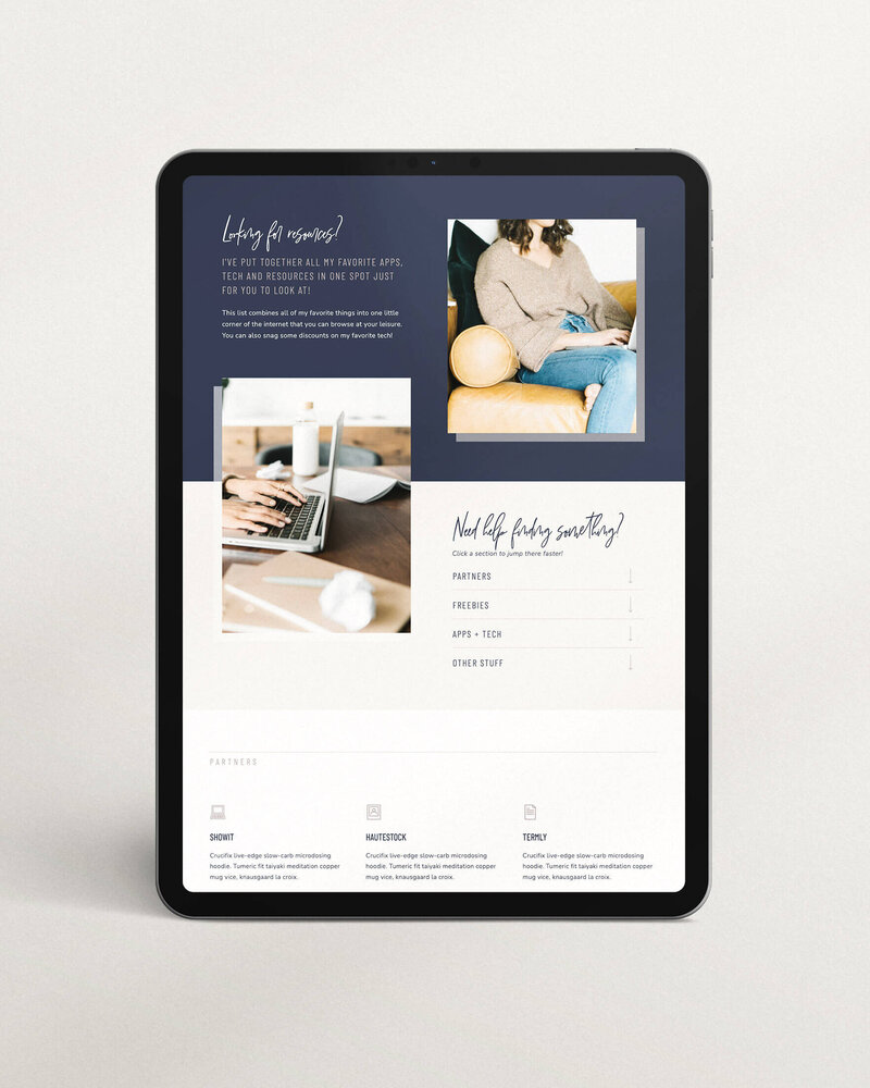 freebie  resources page website template